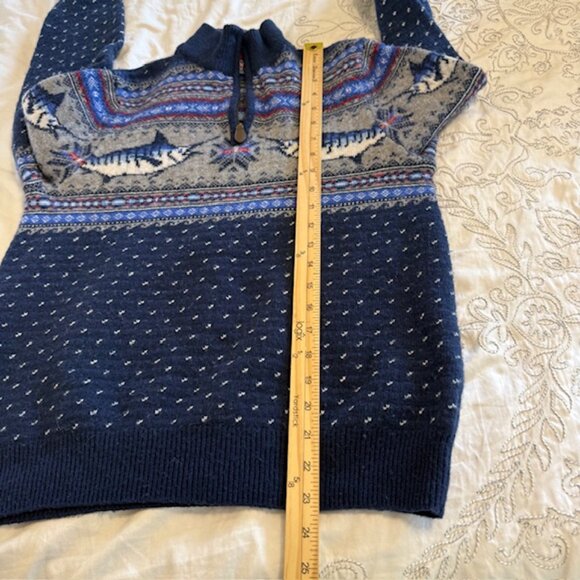Vineyard Vines Sweater Sm Shark Design Quarter Zip Pullover Merino Wool Alpaca - Picture 9 of 10